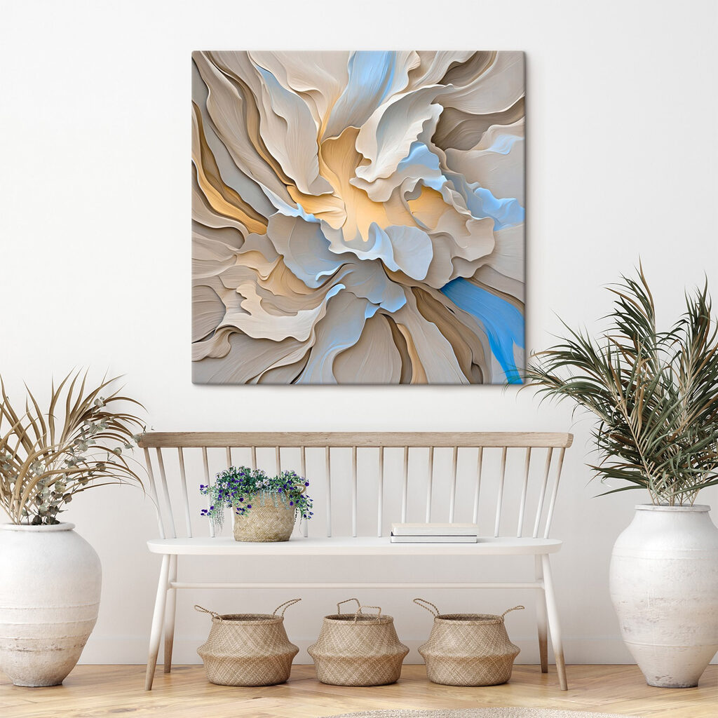 Soft waves of cream and blue hues Soft waves of cream and blue hues