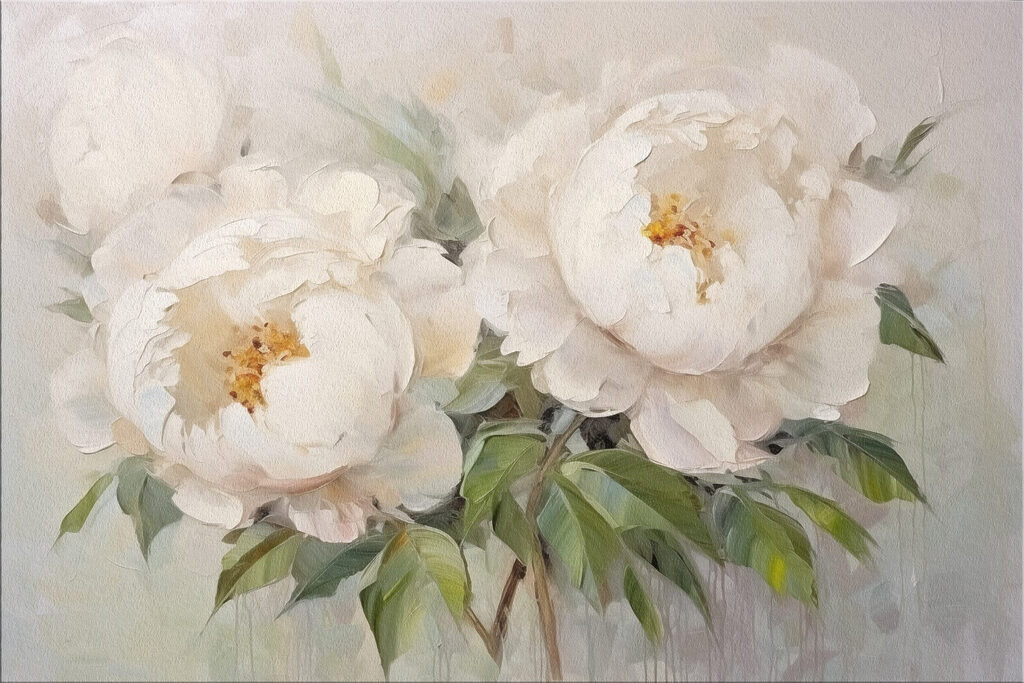 Painting of white flowers Painting of white flowers