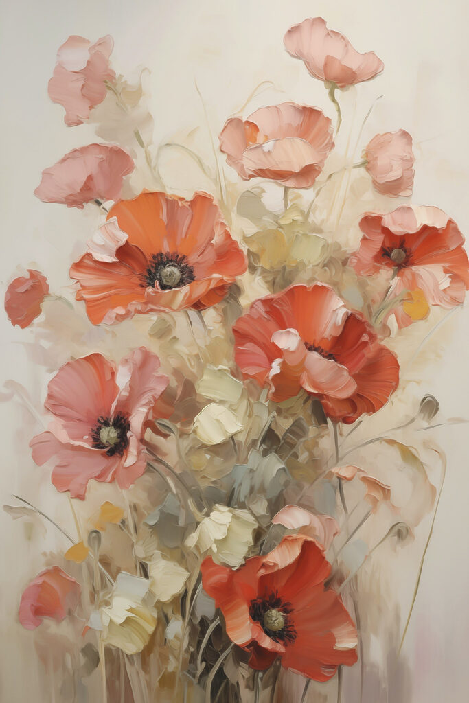 Painting of flowers on a white surface