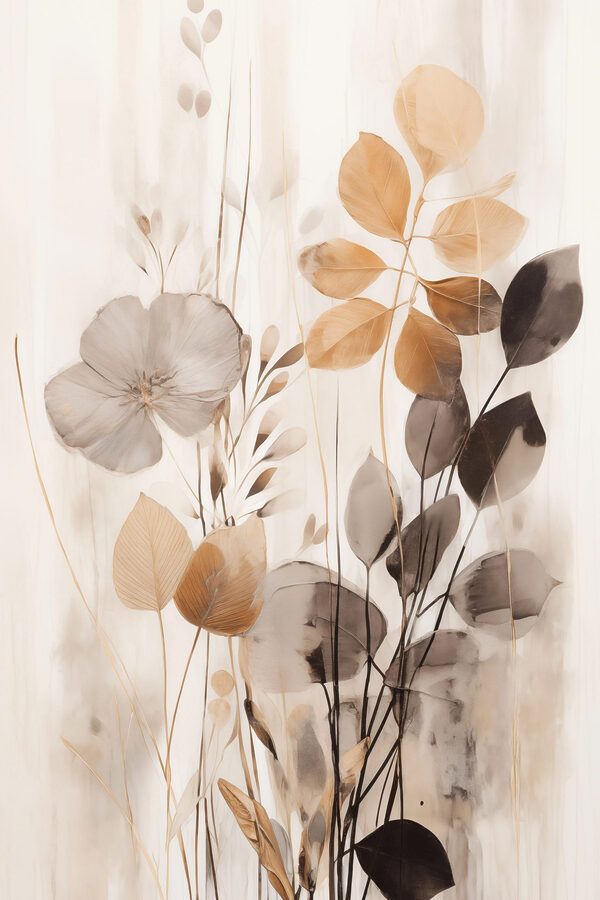 Painting of flowers and leaves