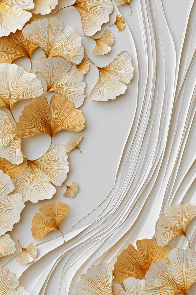 Delicate ginkgo leaves in soft tones