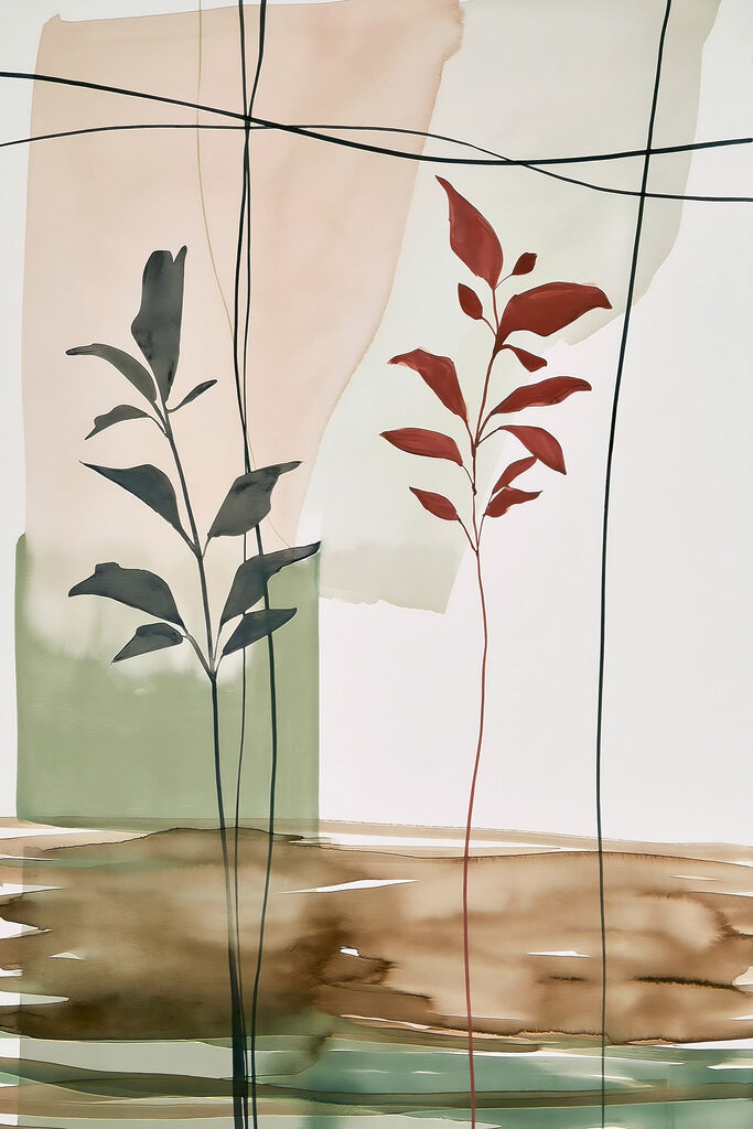 Painting of leaves and a plant