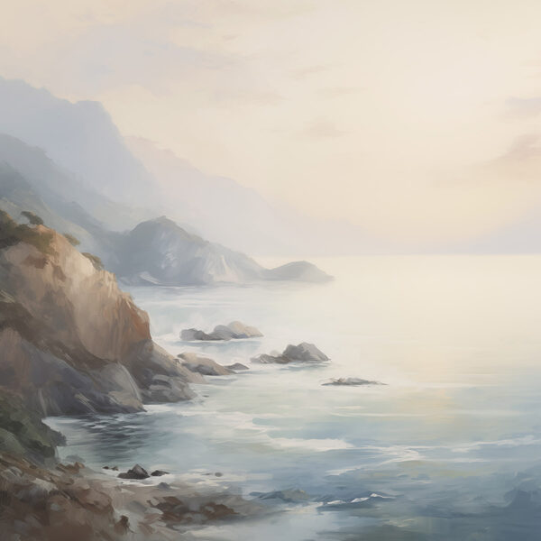 Painting of a rocky beach Painting of a rocky beach