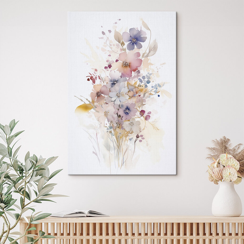 Painting of flowers on a white background Painting of flowers on a white background