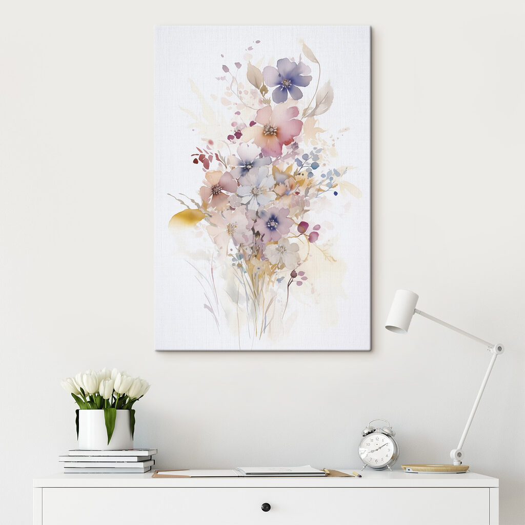 Painting of flowers on a white background Painting of flowers on a white background