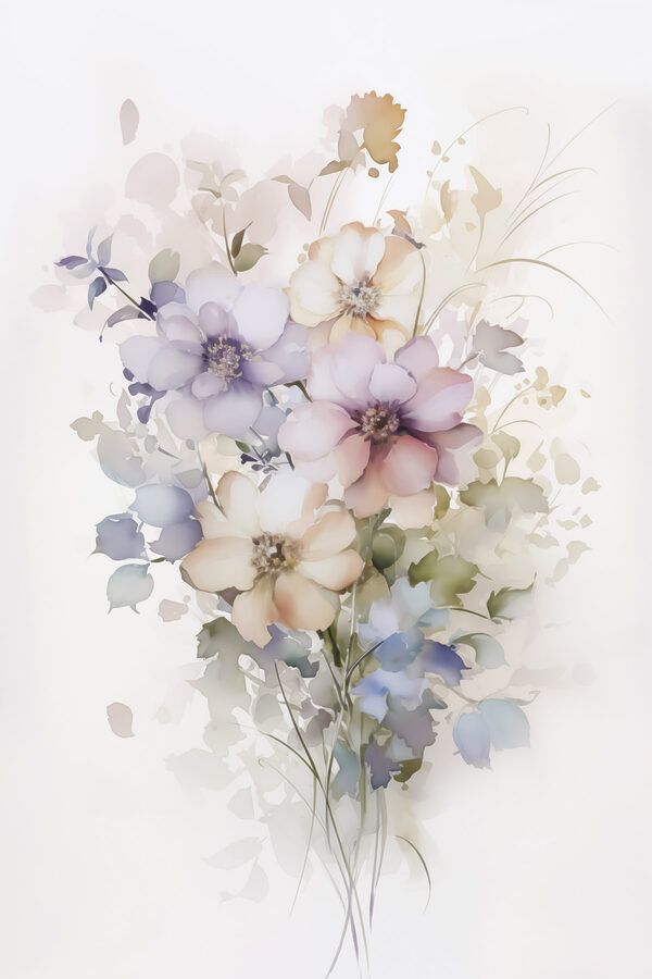 Painting of flowers on a white background Painting of flowers on a white background