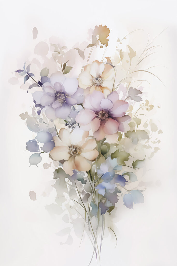 Painting of flowers on a white background Painting of flowers on a white background
