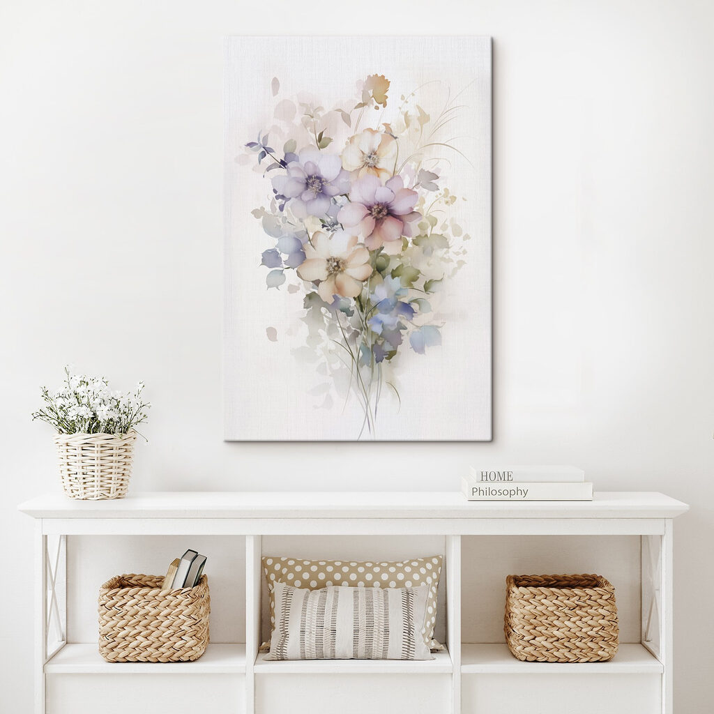Painting of flowers on a white background Painting of flowers on a white background