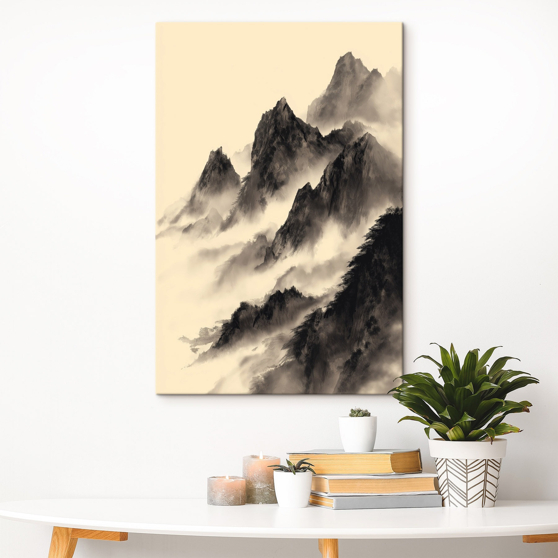 Mountain range with fog
