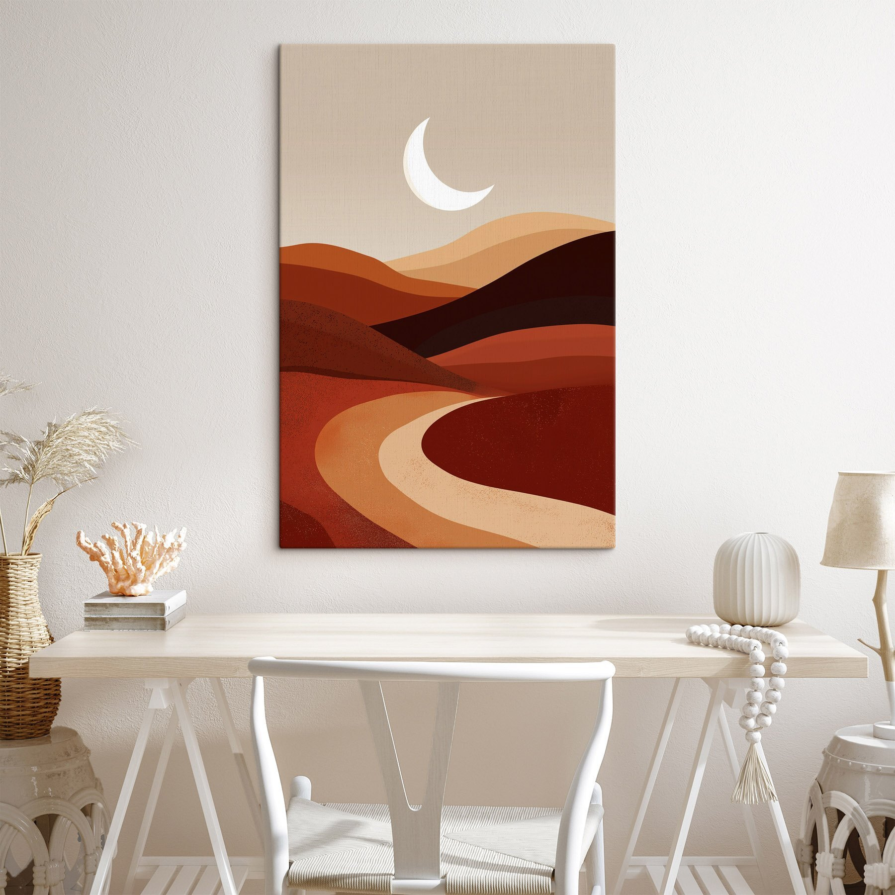 Moon over a desert landscape