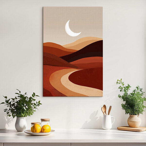Moon over a desert landscape