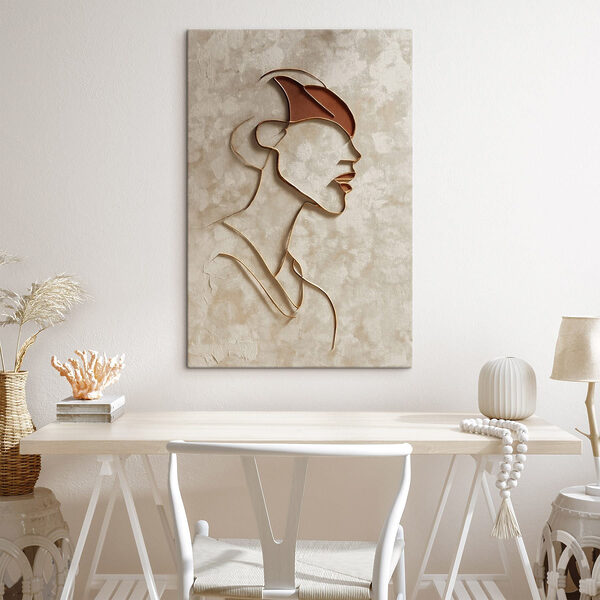Woman's face made out of brown pieces of bread Woman's face made out of brown pieces of bread