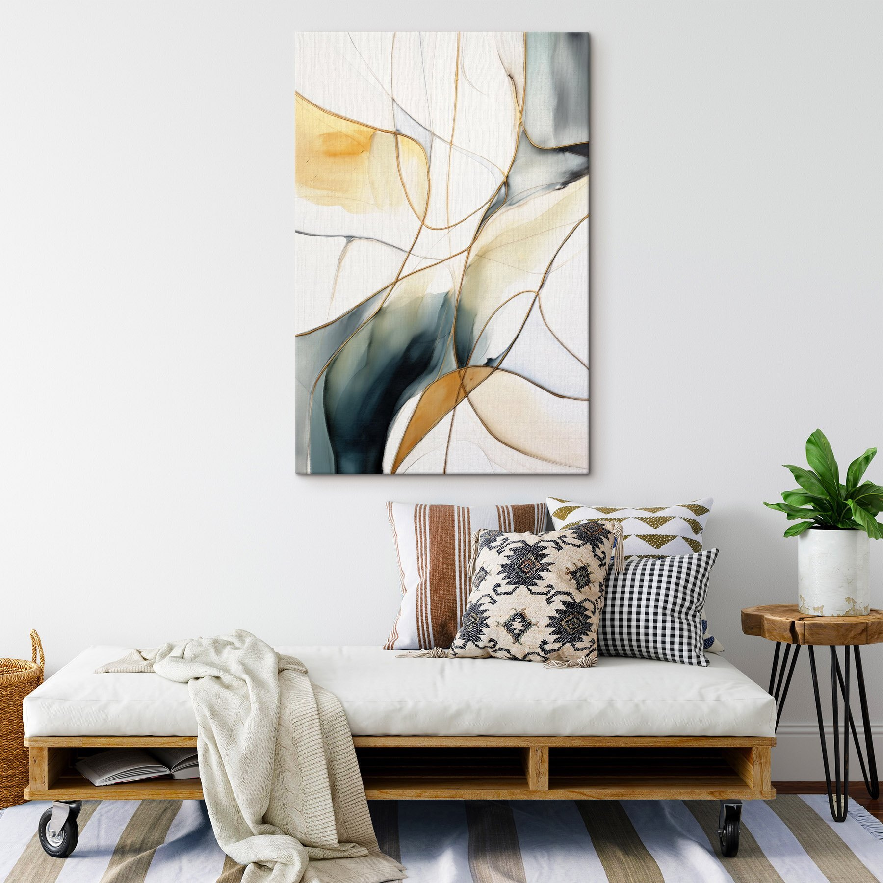 Fluid lines and warm hues intertwine
