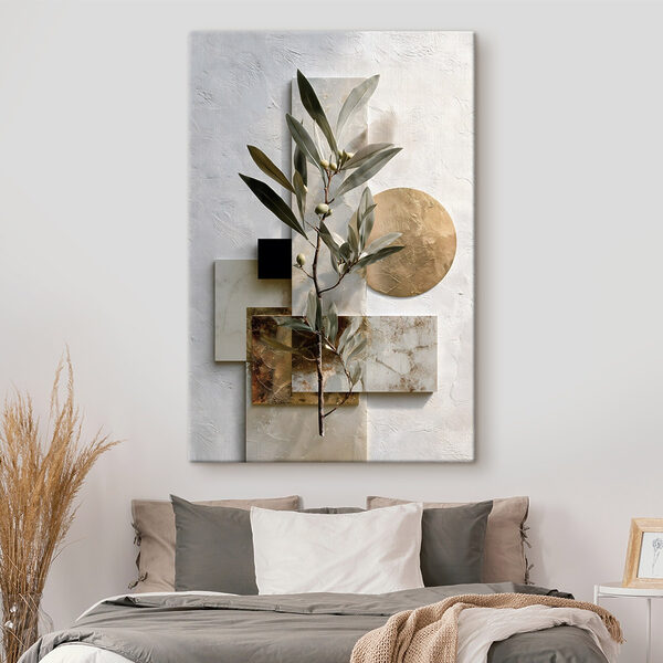 Tablouri Tablouri Plantă cu frunze și forme geometrice (SKU: s49555)