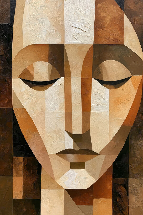 Serene face in soft tones