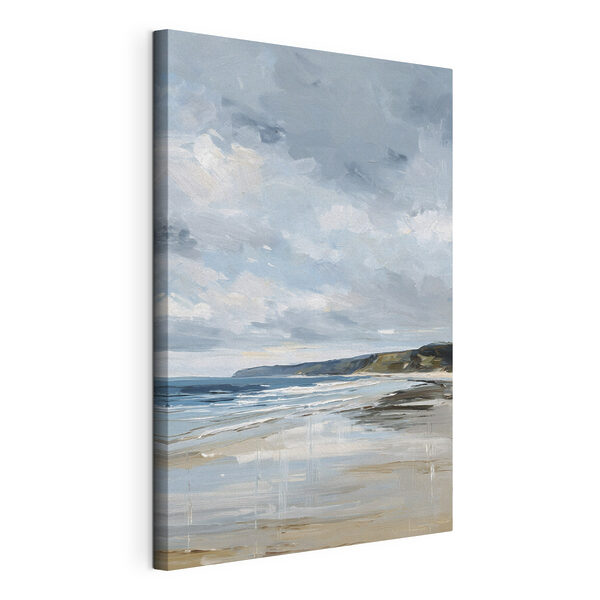 Beach with a body of water and hills