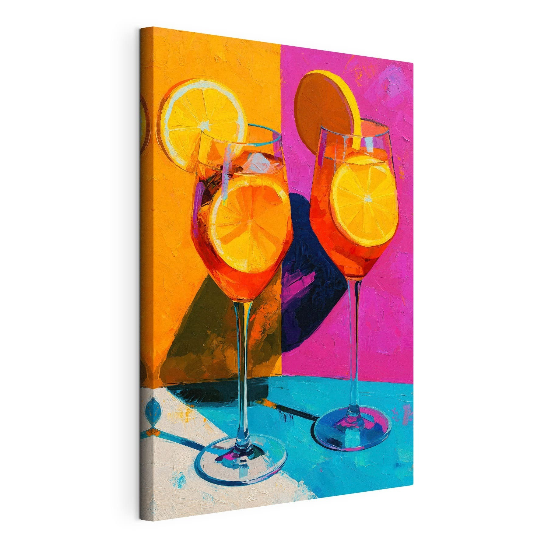 Two glasses of orange juice with lemon slices