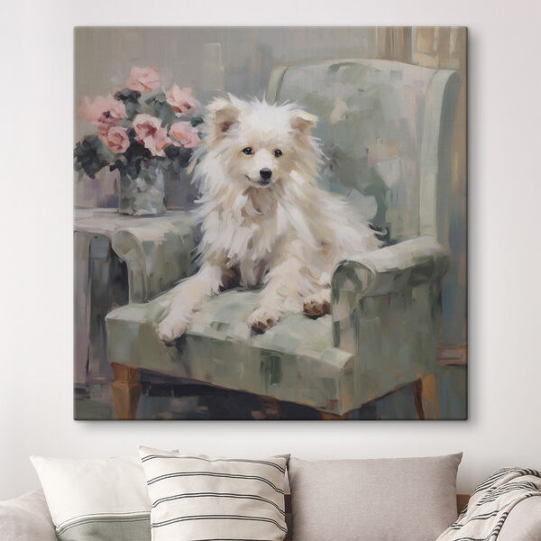 Dog sitting on a chair