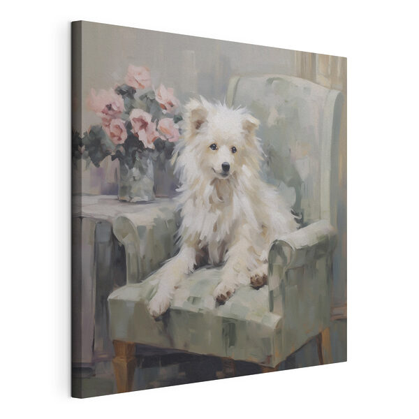 Dog sitting on a chair