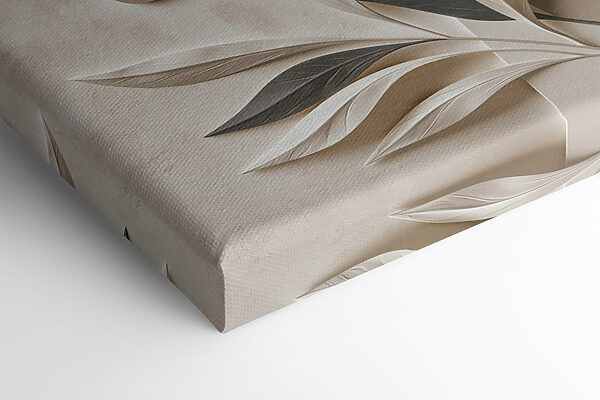 - Elegant leaves adorn neutral background