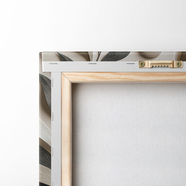- Elegant leaves adorn neutral background