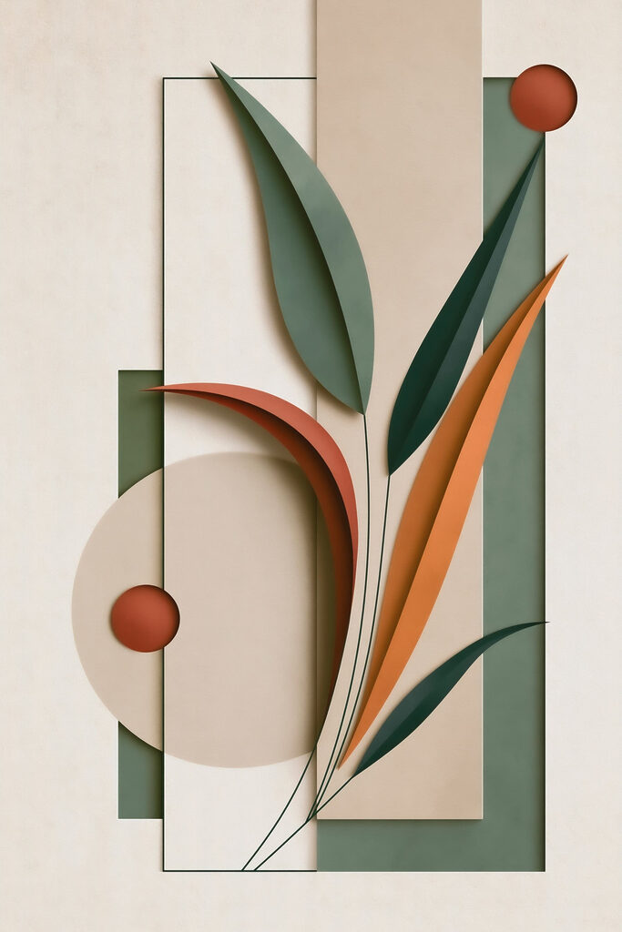 Artwork of leaves and circles