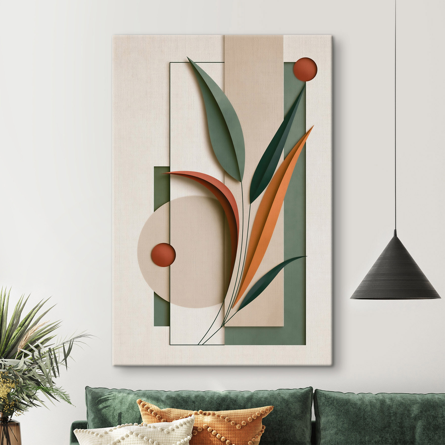 Artwork of leaves and circles