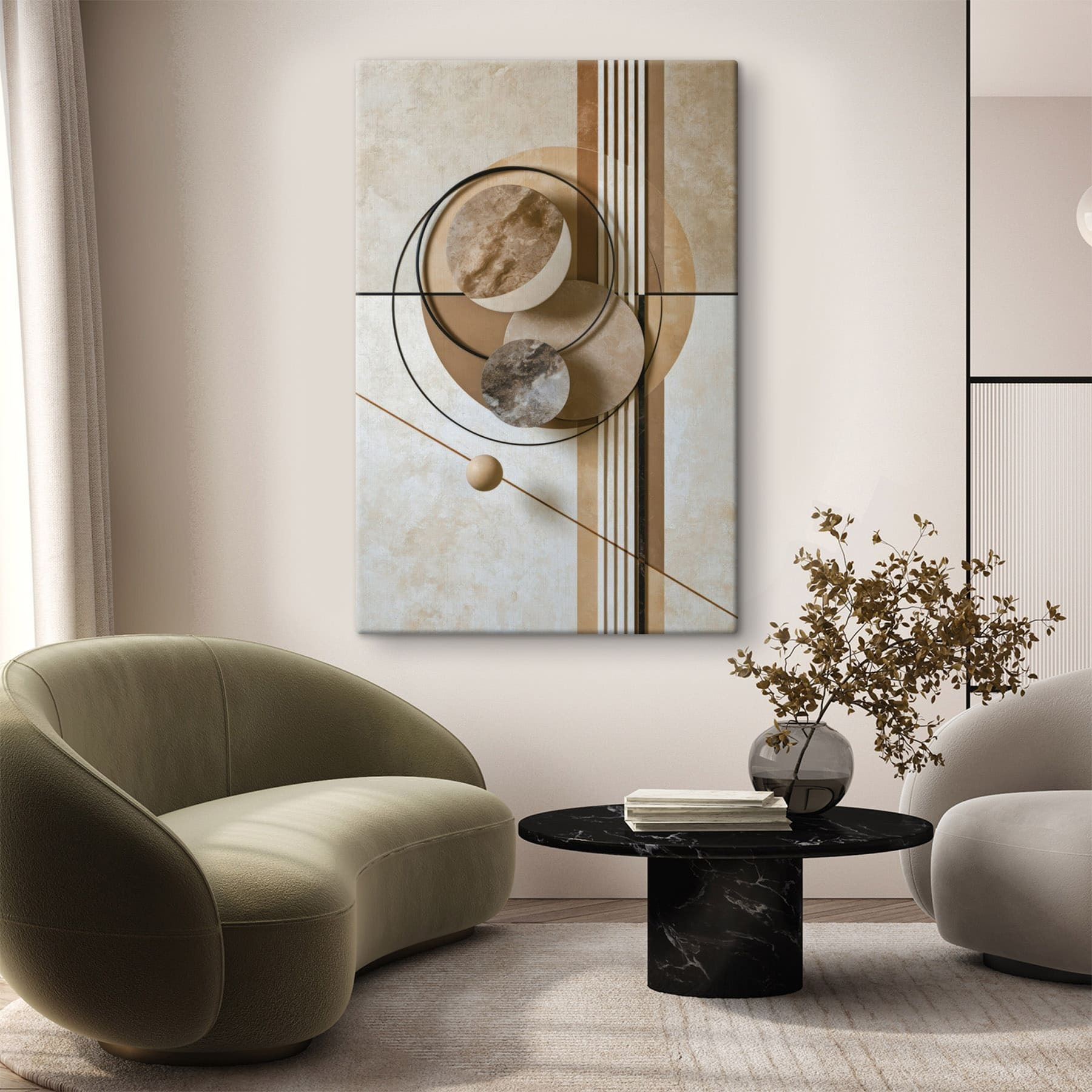 - Abstract shapes in neutral colors