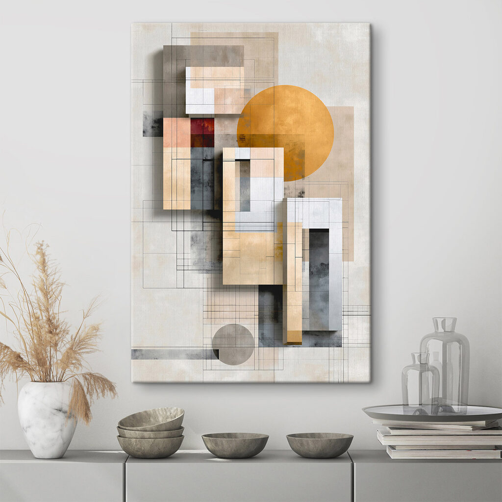 Painting of geometric shapes and lines