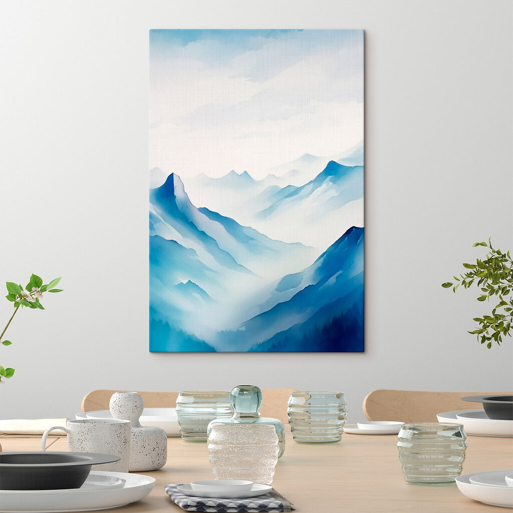 Painting of mountains and fog Painting of mountains and fog
