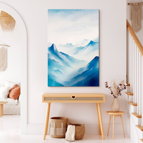 Painting of mountains and fog Painting of mountains and fog