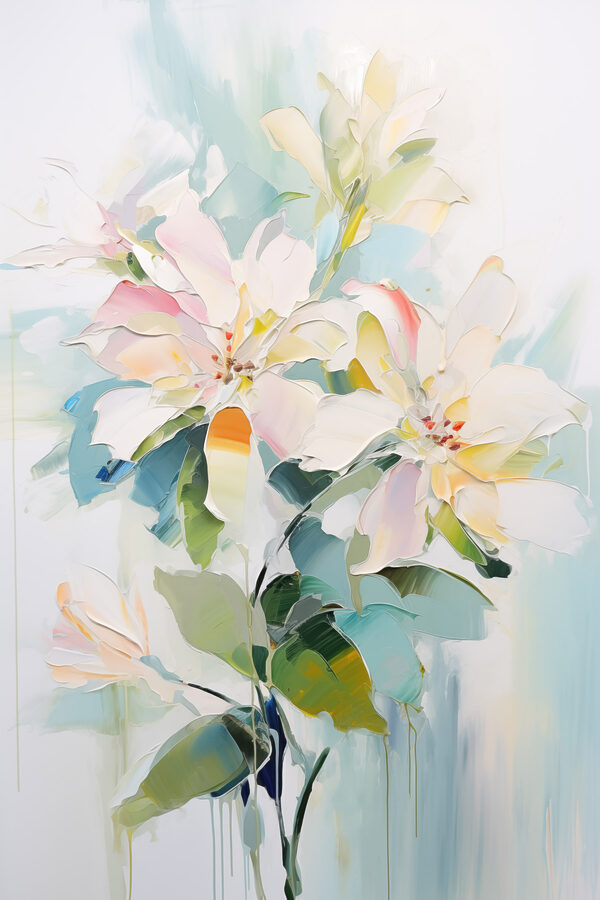 Painting of flowers on a white surface