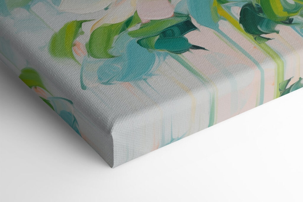 Painting of flowers on a white surface