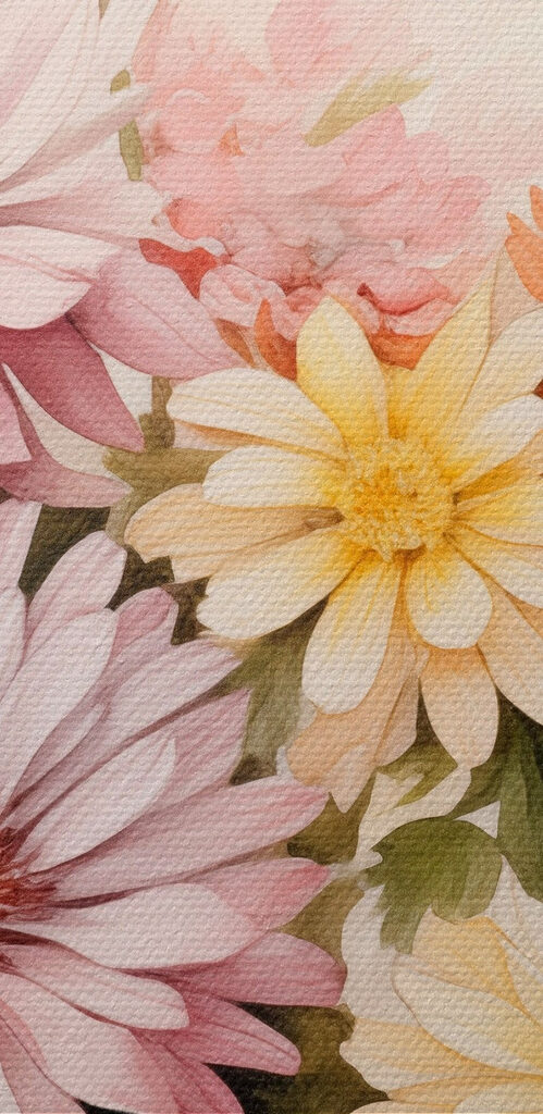 Painting of flowers on a white background