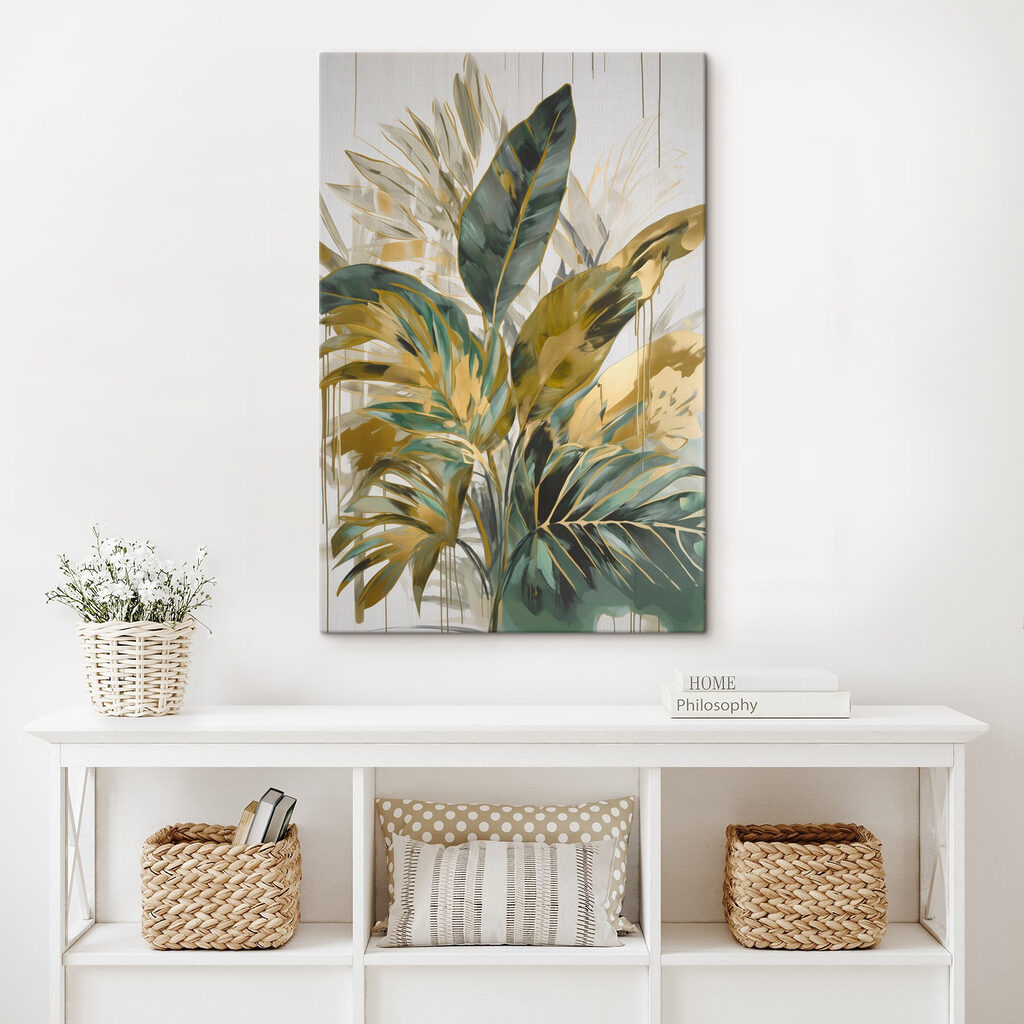 Painting of leaves and flowers