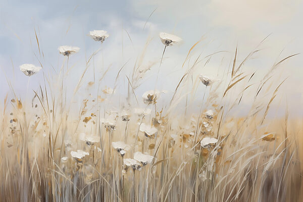 Painting of flowers in a field