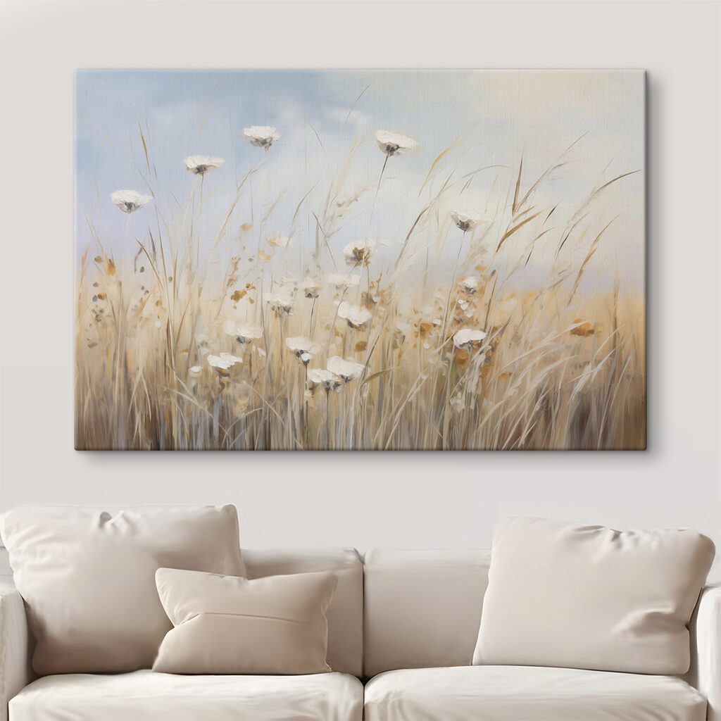 Painting of flowers in a field