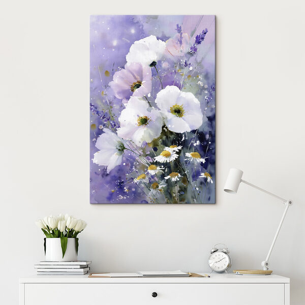 Tablouri Tablouri Tablou cu flori pe un fundal violet (SKU: s45719)