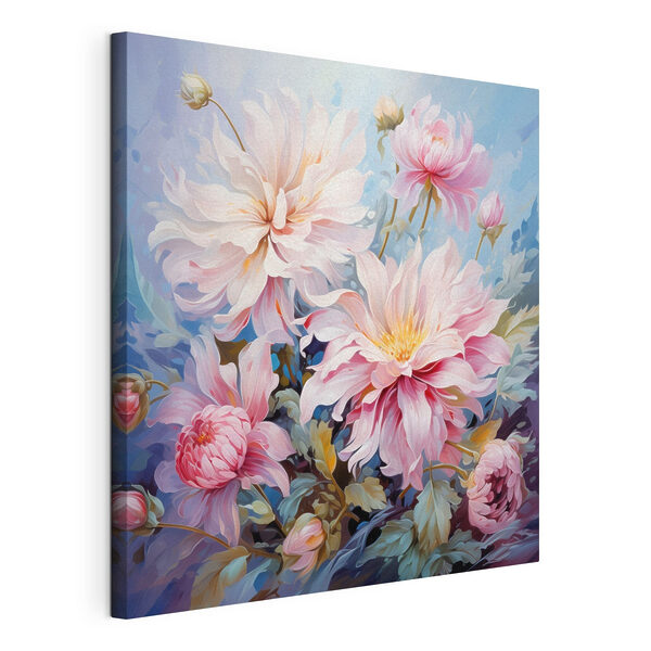 Tablouri Tablou cu flori pe fundal albastru (SKU: s45737) Tablouri Tablouri Tablou cu flori pe fundal albastru (SKU: s45737)