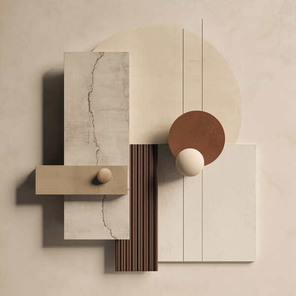 Wall art with different shapes and colors