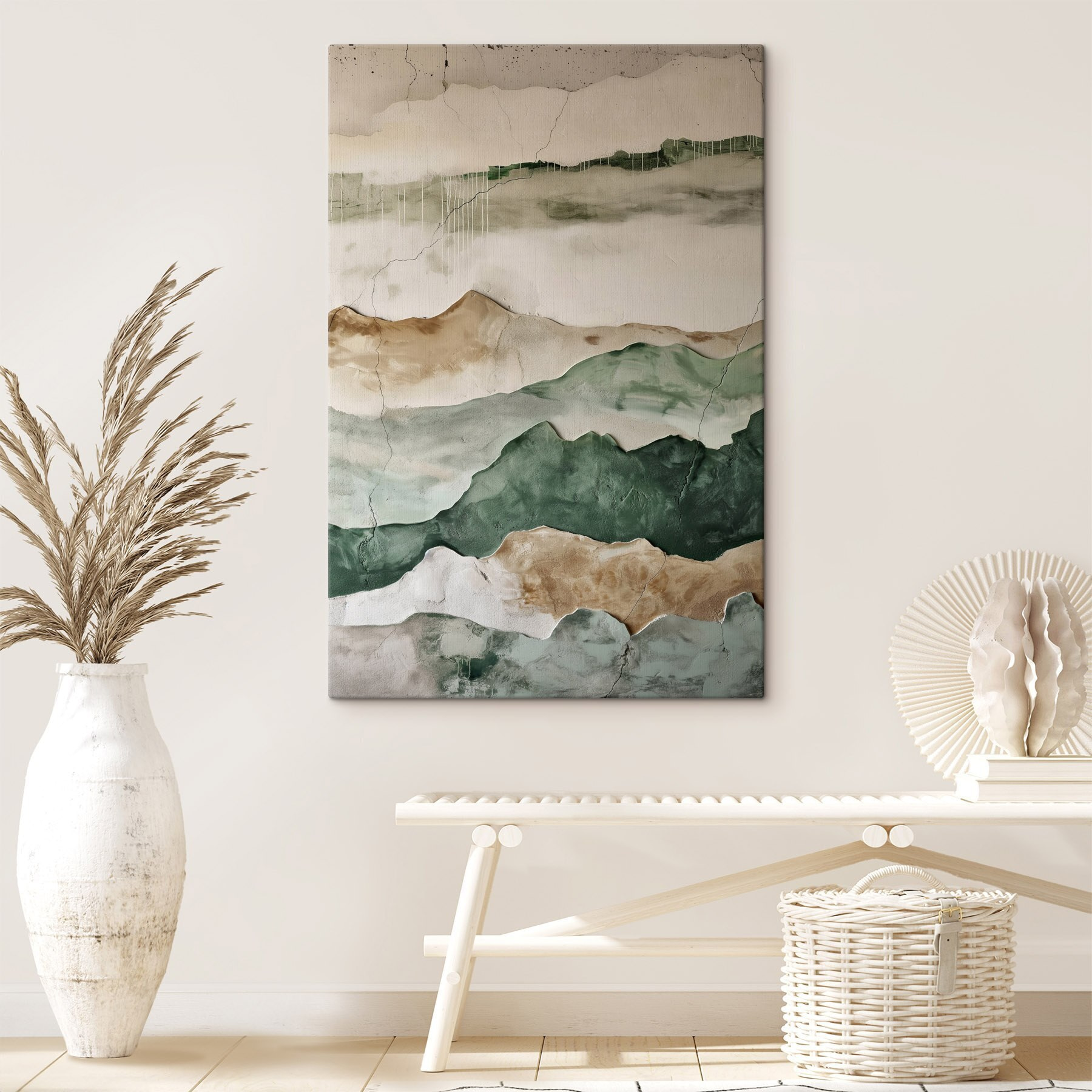 Wall with a painting of mountains