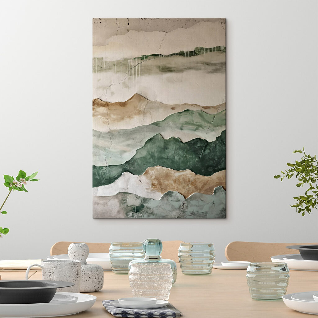 Wall with a painting of mountains