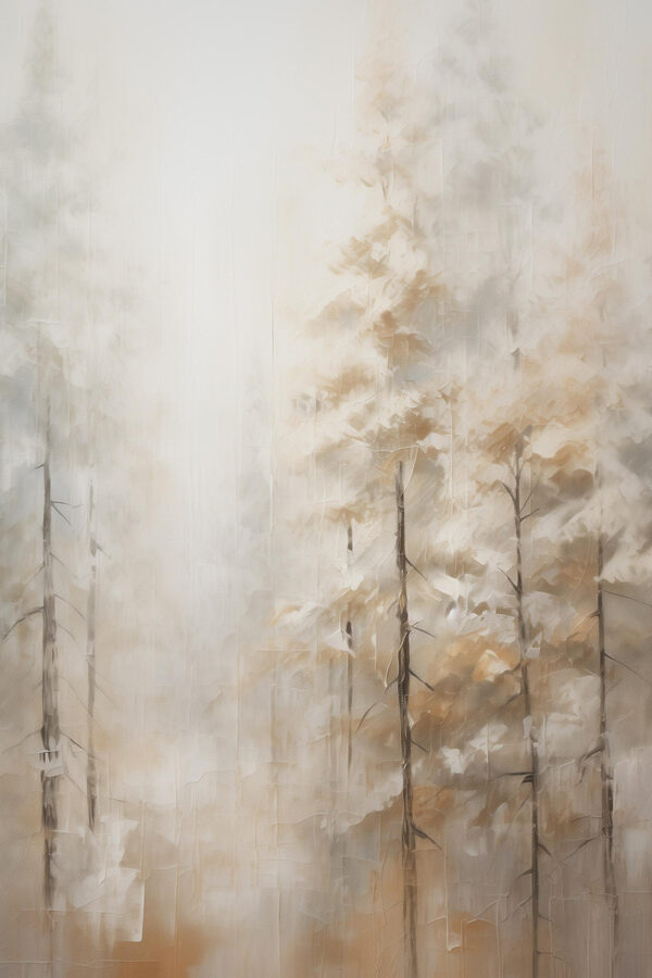 Painting of trees in fog
