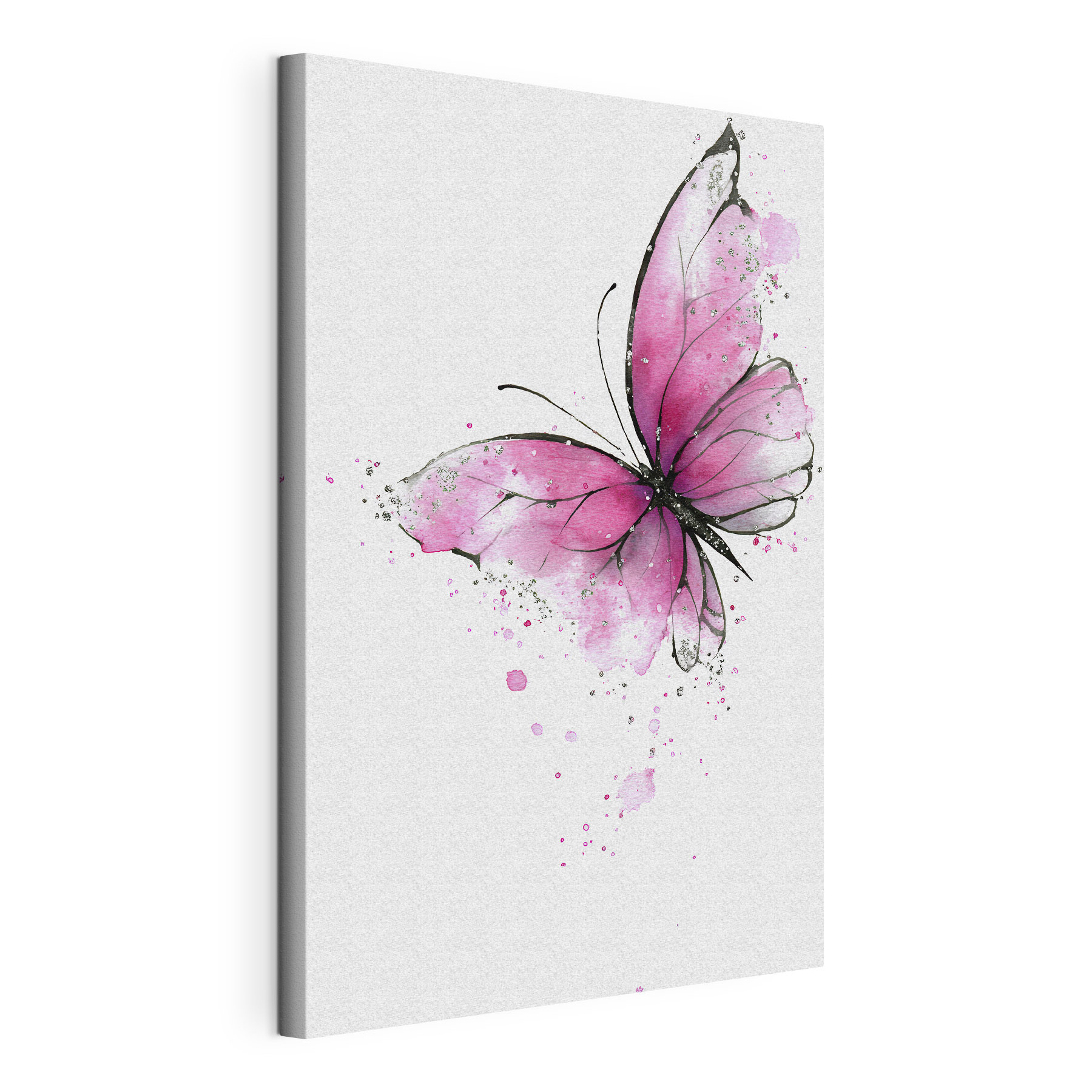 Delicate pink butterfly on a canvas