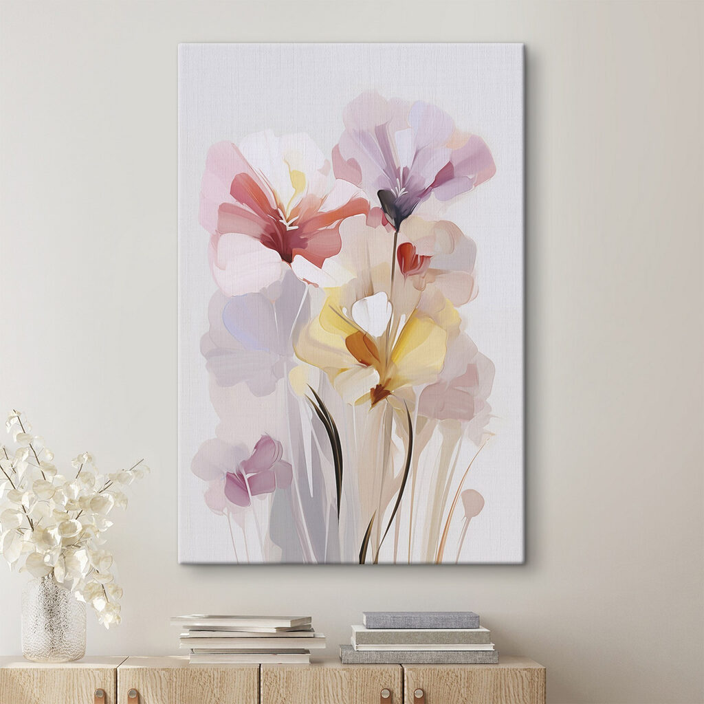 Painting of flowers on a white background