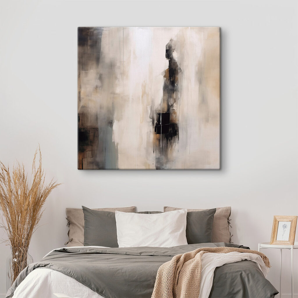 Painting of a person in a white and black suit
