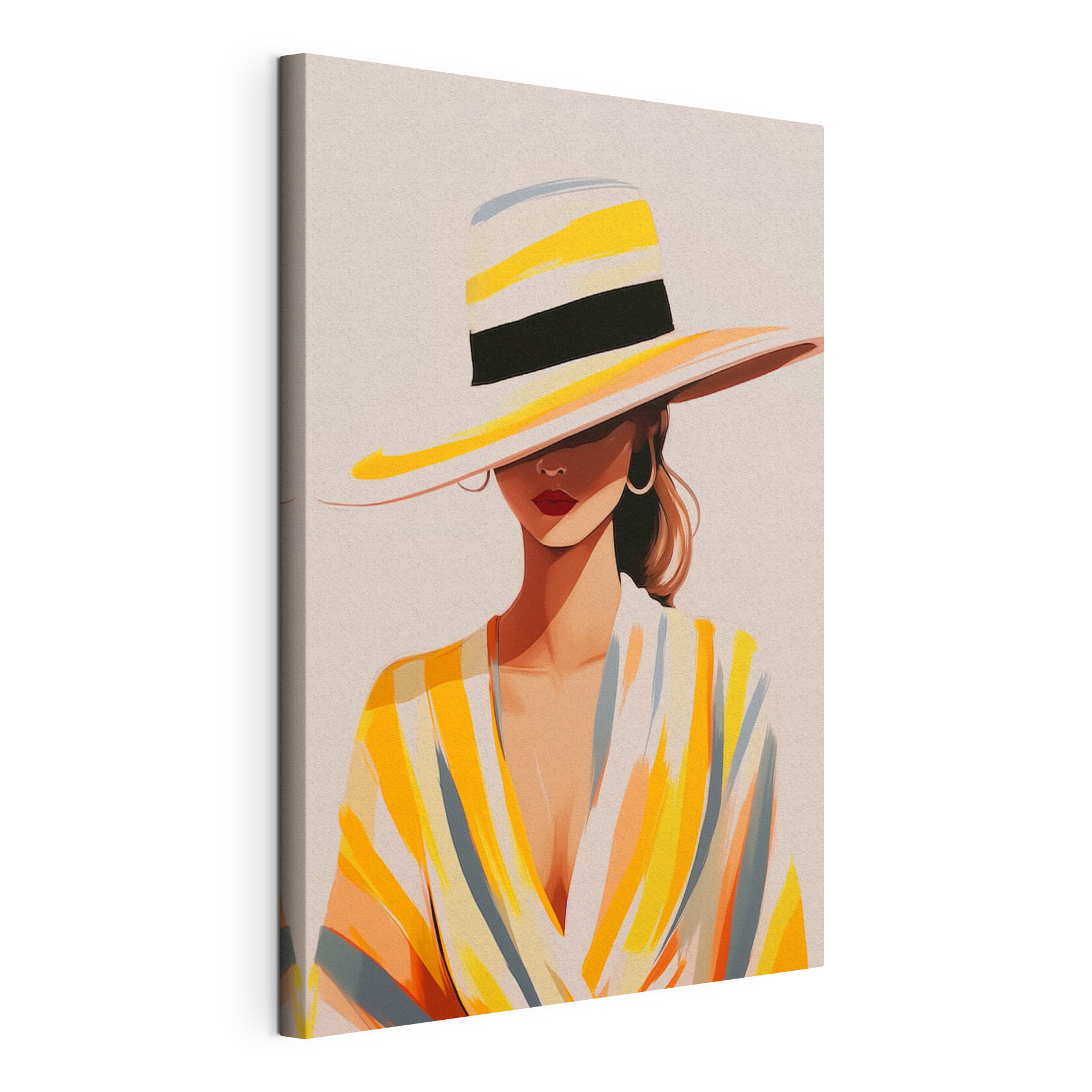 Woman wearing a yellow hat