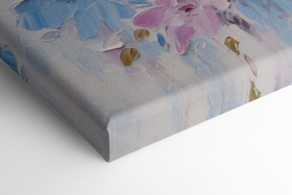 Painting of flowers on a white surface Painting of flowers on a white surface