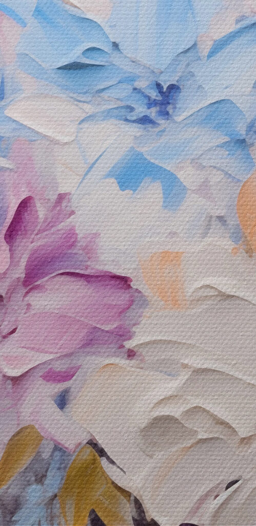 Painting of flowers on a white surface Painting of flowers on a white surface