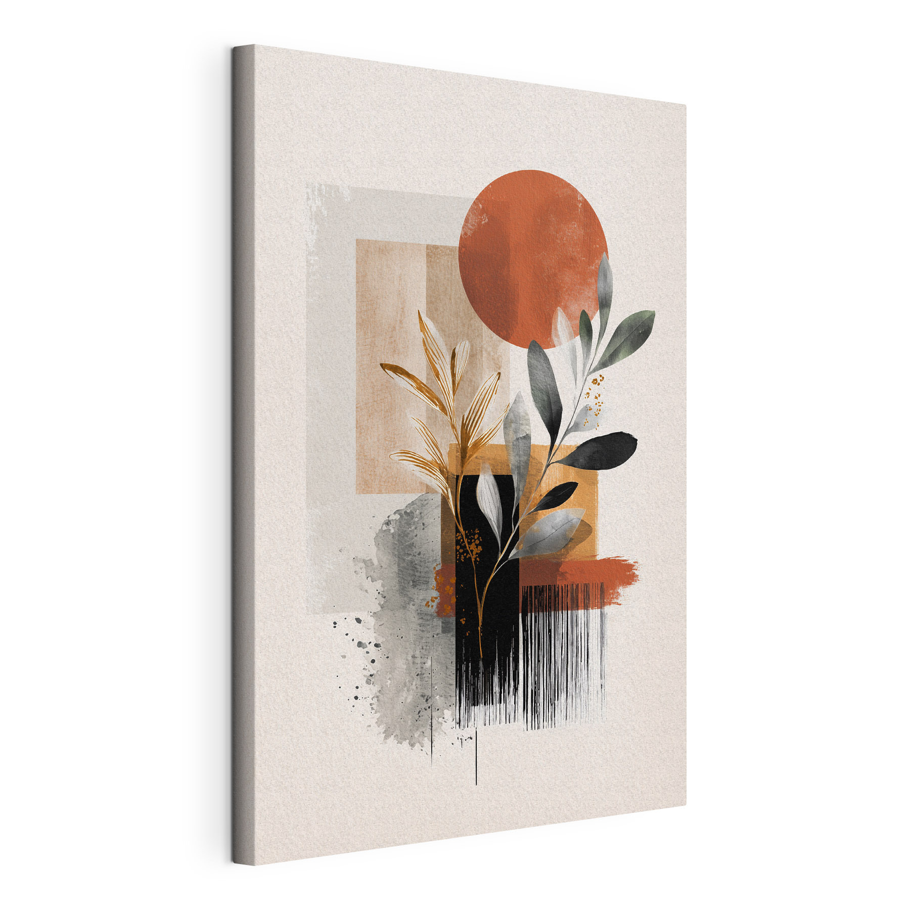 Painting of leaves and circles